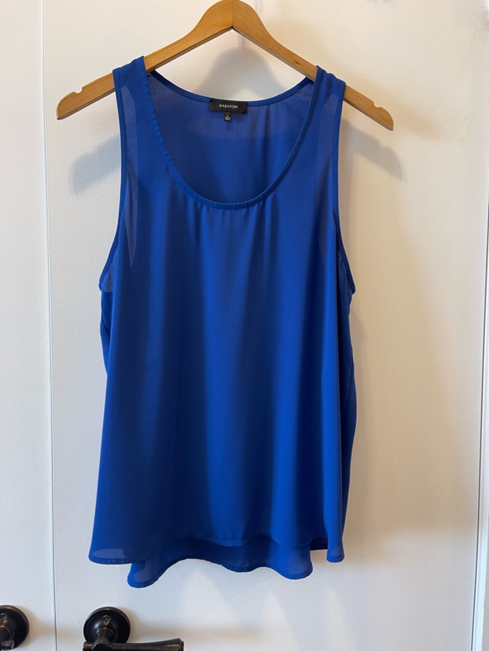 Babaton Cobalt Blue Chiffon Scoop Neck Tank